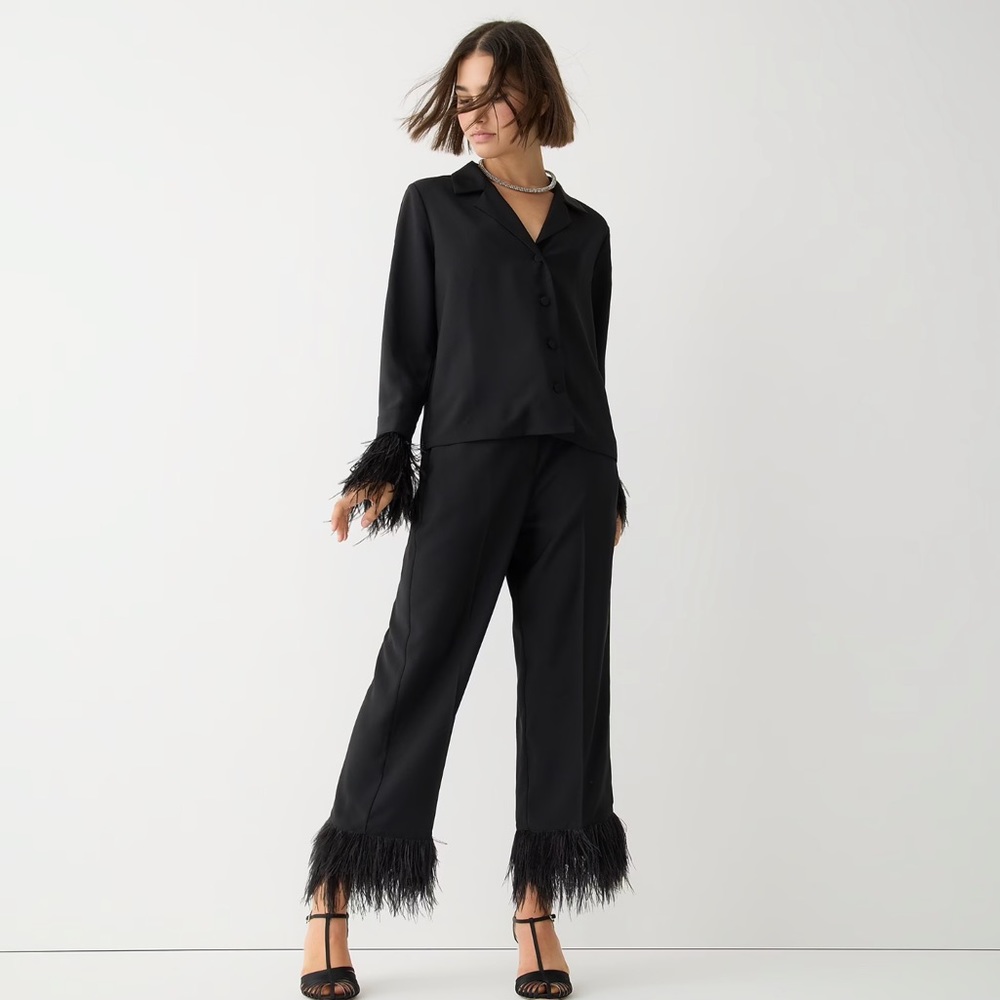 JCREW INGRID PANY WITH FEATHER TRIM SZ 10  NWT